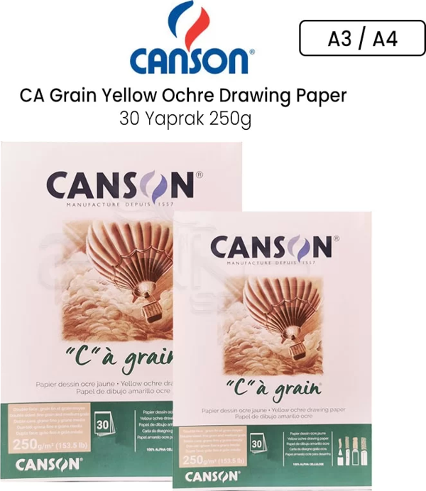 Canson CA Grain Yellow Ochre Drawing Paper 30 Yaprak 250g - Image 1