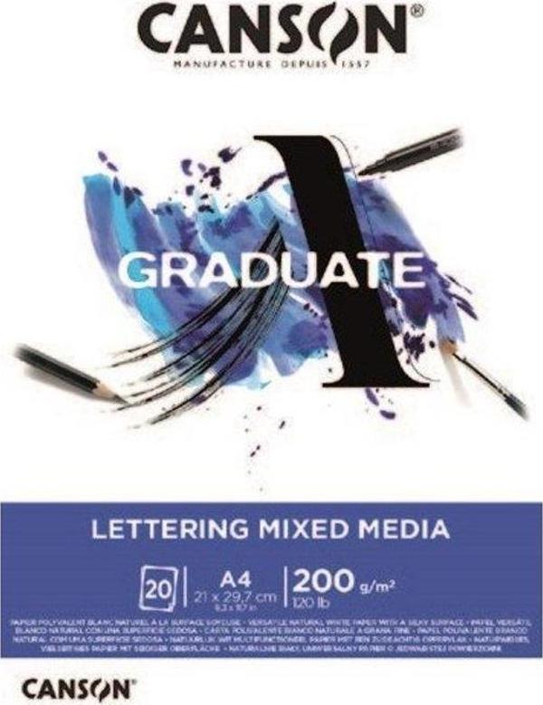 Canson Graduate Lettering Mixed Media Marker Pad 200g 20 Yaprak A4 - Image 1
