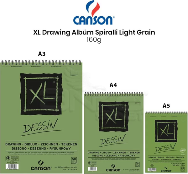 Canson XL Dessin Albüm Spiralli Light Grain 160g - Image 1