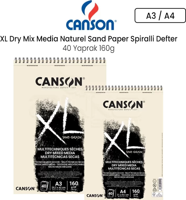 Canson XL Dry Mix Media Naturel Sand Paper Spiralli Defter 40 Yaprak 160g - Image 1