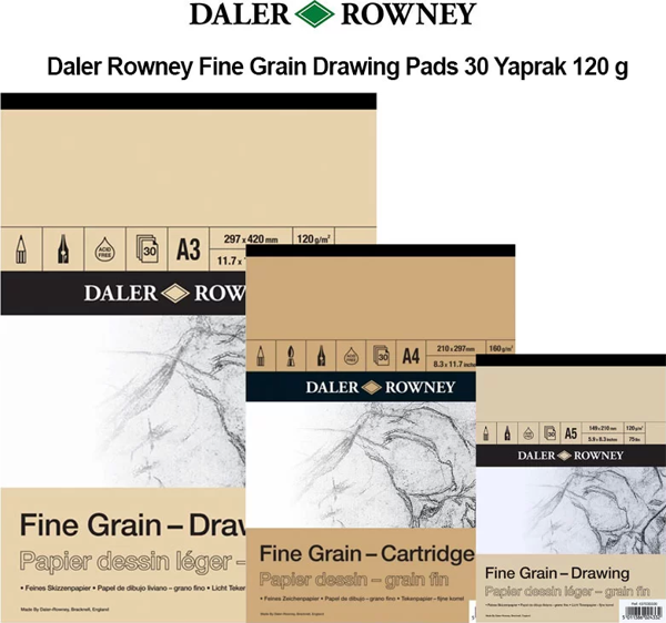 Daler Rowney Fine Grain Drawing Pads 30 Yaprak 120 g - Image 1