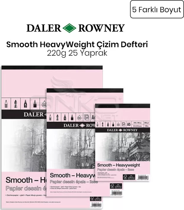 Daler Rowney Smooth HeavyWeight 220g 25 Yaprak - Image 1