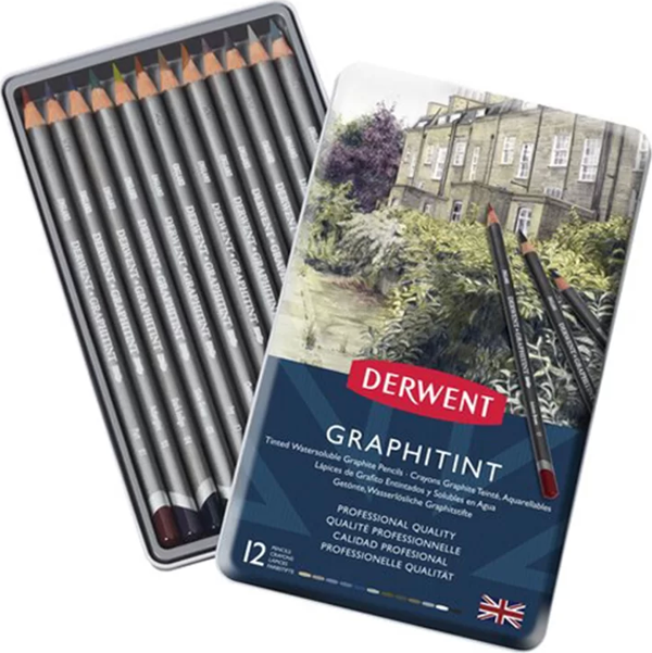 Derwent Graphitint Sulandırılabilen Renkli Grafit Kalem 12li Set - Image 1
