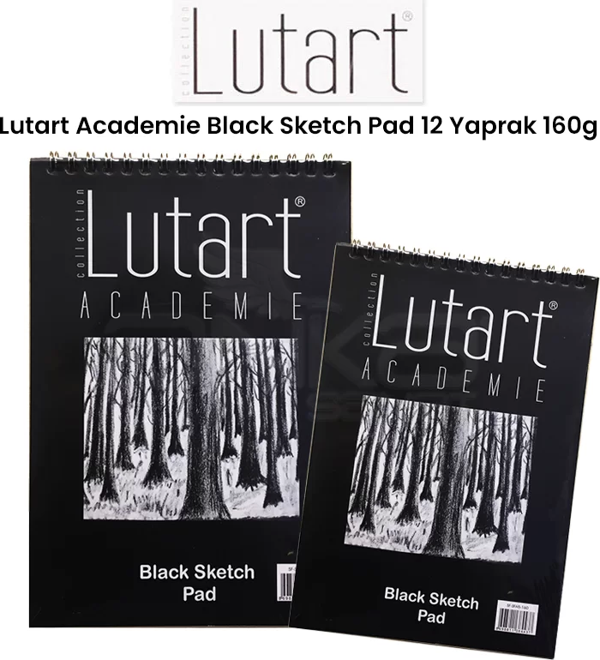 Lutart Academie Black Sketch Pad 12 Yaprak 160g - Image 1