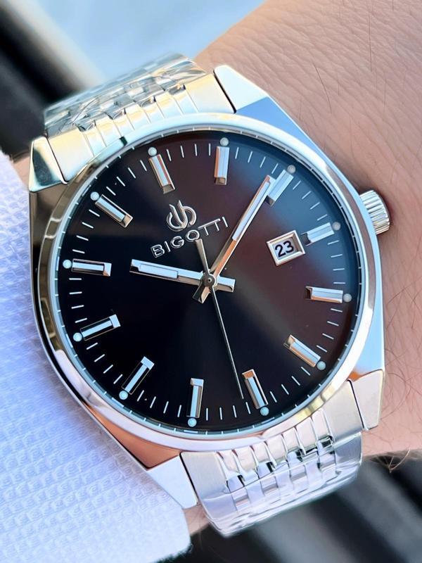 Bigotti Kasa Ve Kordon Çelik Takvimli Kadran 5 Atm Su Geçirmez Erkek Kol Saati EBG.10592.2 - Image 1