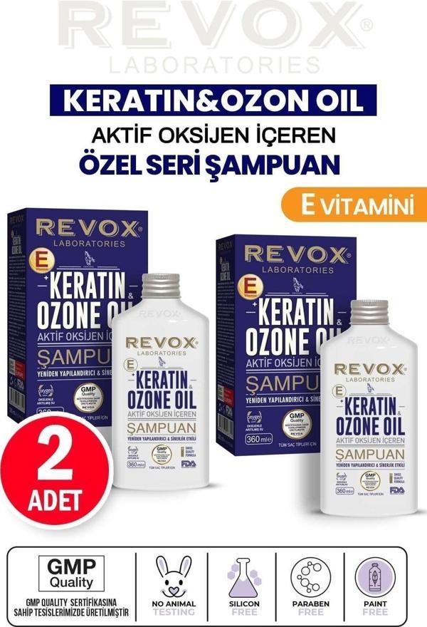 Revox Keratin & Ozon Oil Aktif Oksijen Içeren E Vitaminli Yeniden Yapılandırıcı Şampuan 2 Adet - Image 1