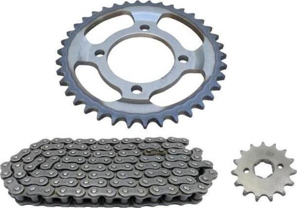 HSGL MOTORSİKLET CGL125 ÖN ARKA DİŞLİ VE ZİNCİR SET 54014 - Image 1