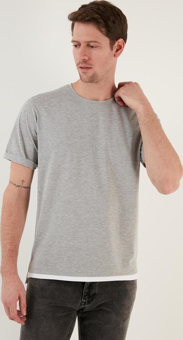 Buratti % 100 Pamuk Regular Fit Bisiklet Yaka Erkek T Shirt 5902515 GRİ MELANJ - Image 1