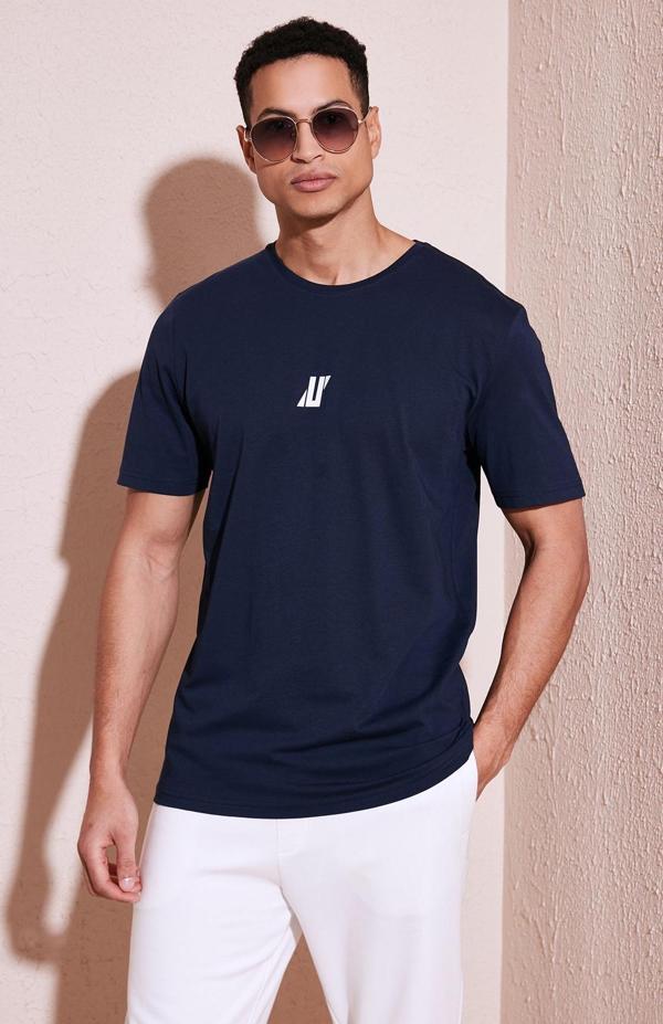 Buratti % 100 Pamuk Bisiklet Yaka Regular Fit Erkek T Shirt 5902753 İNDİGO - Image 1