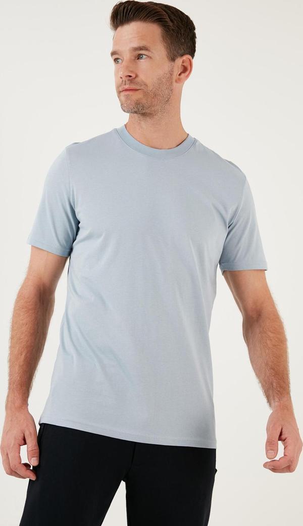 Buratti Pamuklu Regular Fit Bisiklet Yaka Basic Erkek T Shirt 59020201 ORTA MAVİ - Image 1