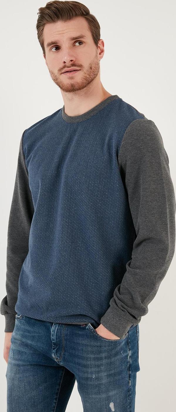 Buratti Pamuklu Regular Fit Bisiklet Yaka Erkek Sweat 5905041 GRİ MELANJ - Image 1