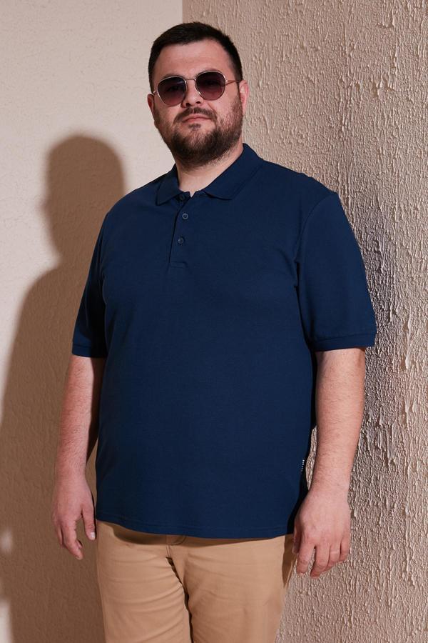 Buratti Pamuklu Regular Fit Büyük Beden Erkek Polo Yaka T Shirt 5902127B İNDİGO - Image 1