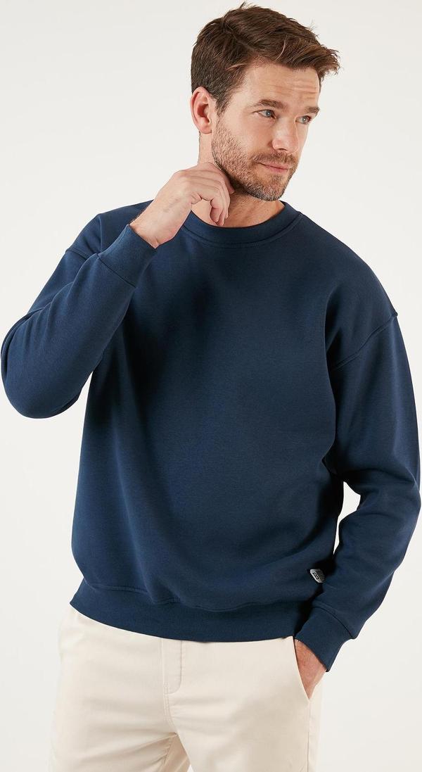 Buratti Regular Fit Bisiklet Yaka Pamuklu İçi Tüylü Yumuşak Şardonlu Erkek Sweat 5905255 İNDİGO - Image 1