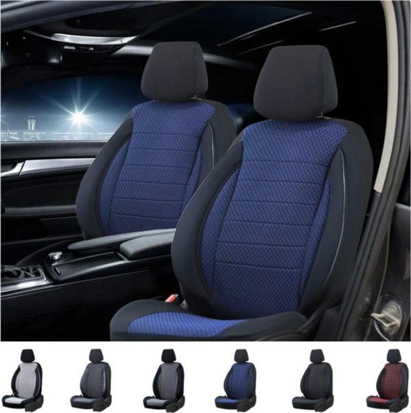 SMRAUTOACCESSORY Skoda Octavia Serisi Ultra Luks Pamuklu Koltuk Kilifi Mavi-Siyah - Image 1