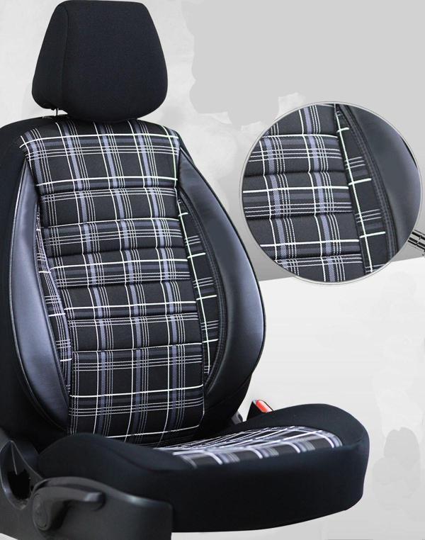 SMRAUTOACCESSORY Sport Serisi Ford Connect Oto Koltuk Kılıfı Beyaz-Siyah - Image 1