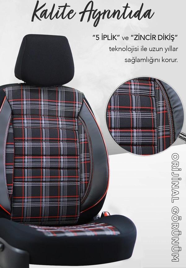 SMRAUTOACCESSORY Sport Serisi Honda Civic Oto Koltuk Kilifi Kirmizi-Siyah Uyumlu - Image 1