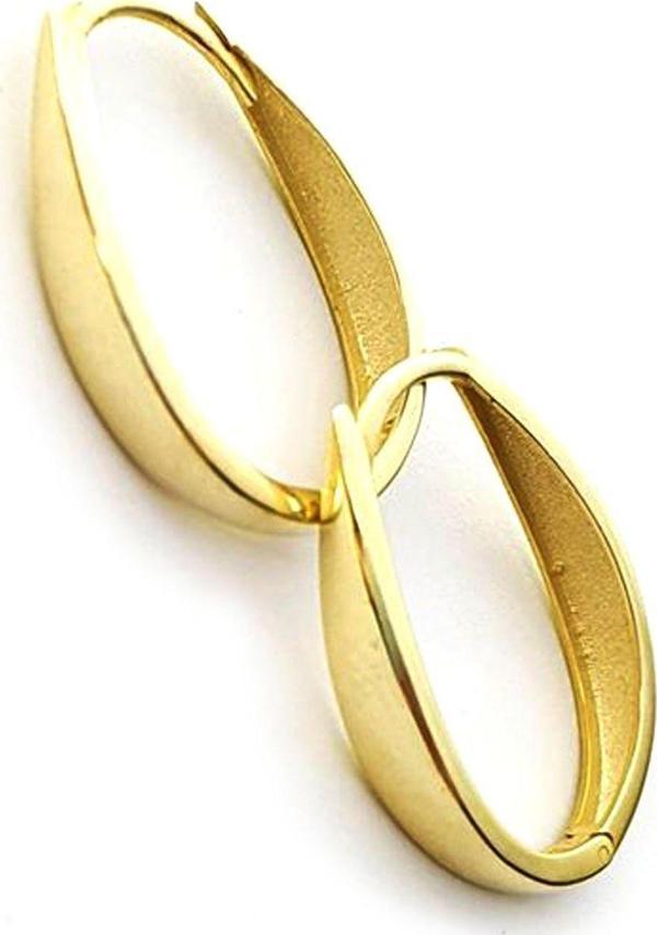gümüş altın kaplama oval halka küpe ( küpe çapı 2 cm )  - Image 1