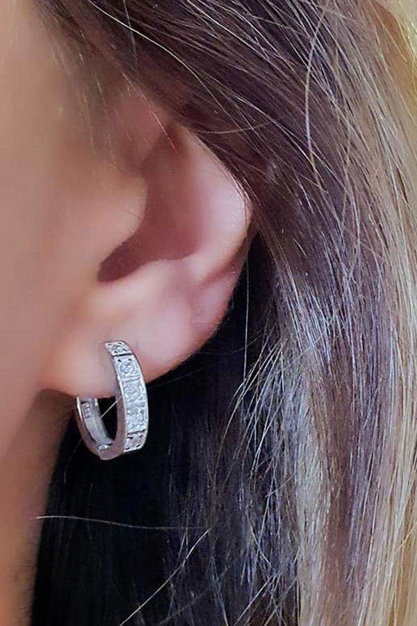 gümüş zirkon taşlı halka küpe - Image 1