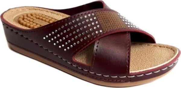 Gezer Anne Terliği Masaj Tabanlı Silikon Topuklu Anatomik Bordo - Image 1