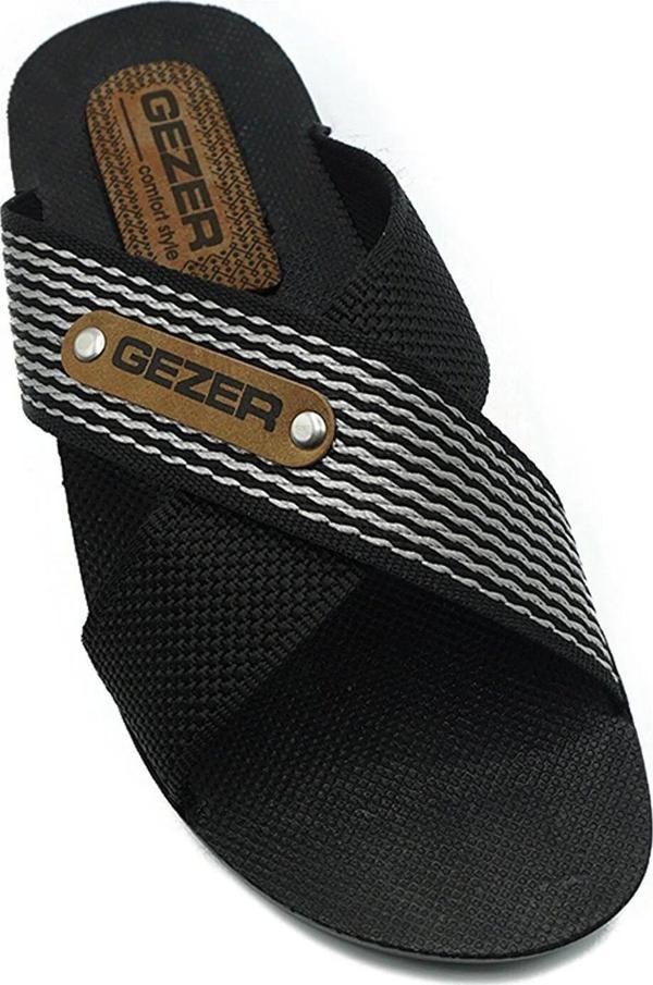 Gezer Erkek Halatlı Çizğili Terlik Sokak Yazlık Siyah - Image 1