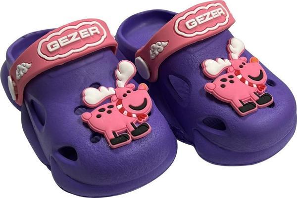 Gezer Kaydırmaz Taban Kız Çocuk Terlik Geyik Mor Lila - Image 1
