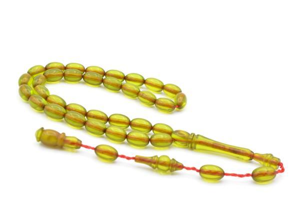 Hakkı Usta Yapımı Arpa Kesim Bilek Boy Yeşil Sıkma Kehribar Tesbih - Image 1