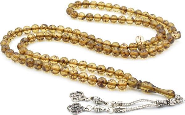 Küre Kesim 99 luk Fosilli Toz Kehribar Tesbih - Image 1