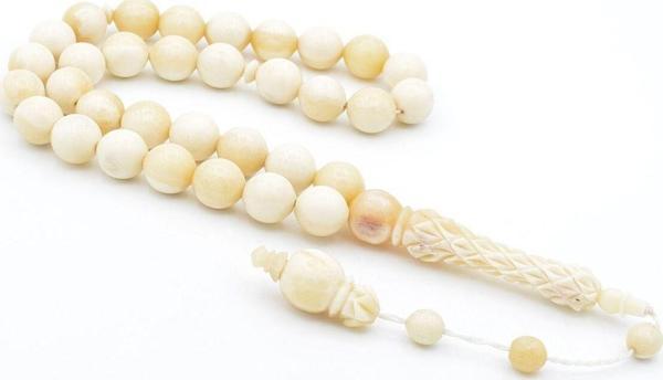 Sistemli Oyma İmameli Küre Kesim İri Boy Balina Kemiği Tesbih - Image 1