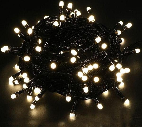 10m Boncuk Lamba Gün Işığı 8 Fonksiyon 100 Led Fişli Uzatma Kablolu siyah kablo - Image 1