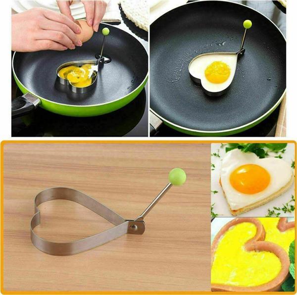 Metalik Kalp Şeklinde Metal Omlet Yumurta ve Krep Kalıpları - Image 1