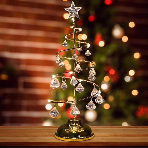 VIP KALİTE 20 CM METAL KRİSTAL SARKITLI YILBAŞI AĞACI GÜN IŞIĞI LED IŞIKLI NOEL AĞACI GOLD ÇAM AĞACI - Image 1