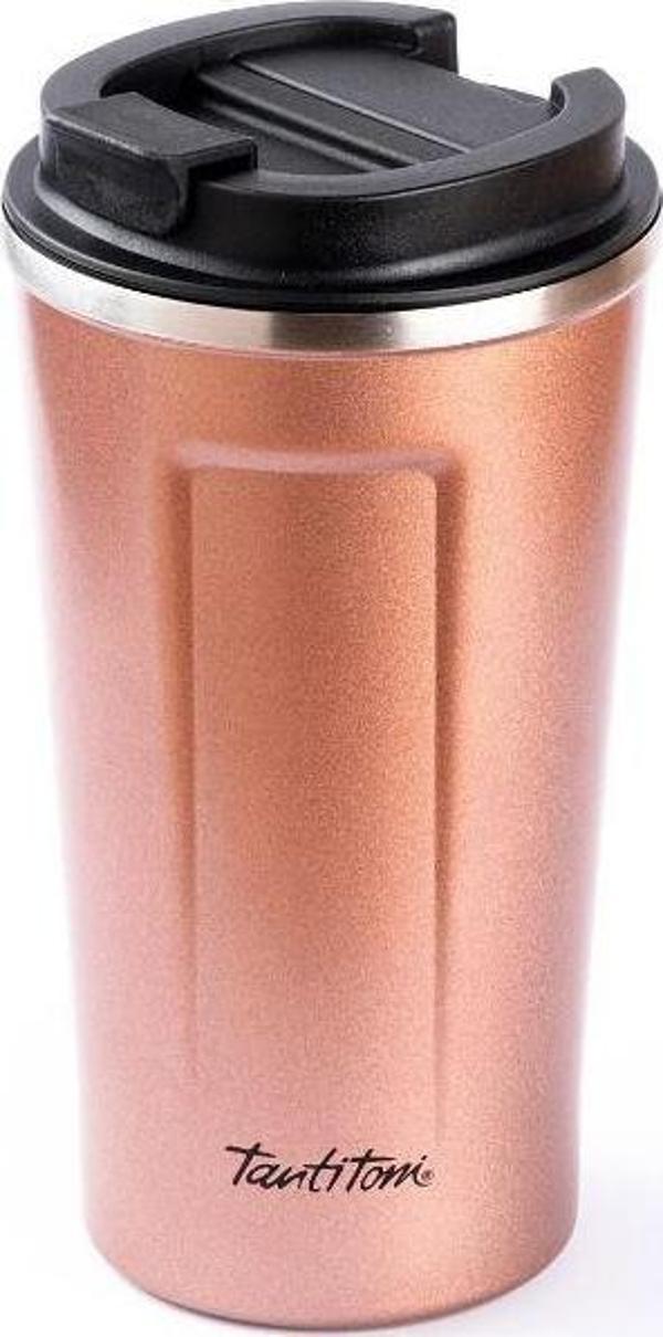 Tantitoni Coffee Yazılı Paslanmaz Çelik Rose Gold Bardak Termos 500 ml - Image 1