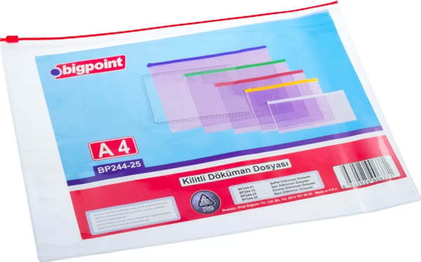 Bigpoint Kilitli Döküman Dosyası A4 PVC Kırmızı - Image 1