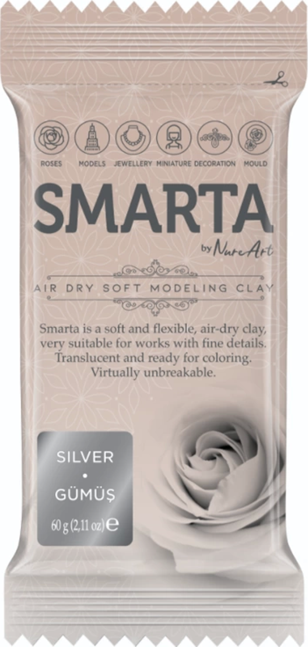 SMARTA HAVA İLE KURUYAN MODELLEME HAMURU 28 METALİK GÜMÜŞ 60gr - Image 1