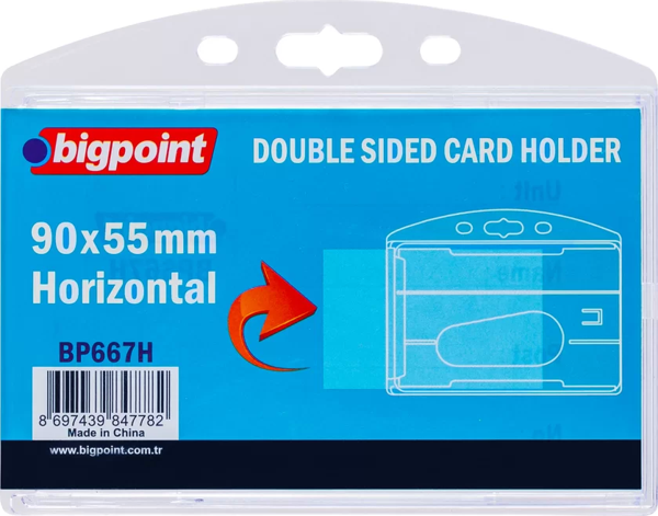 Bigpoint Çift Taraflı Kart Kabı Yatay Şeffaf 90x55mm - Image 1