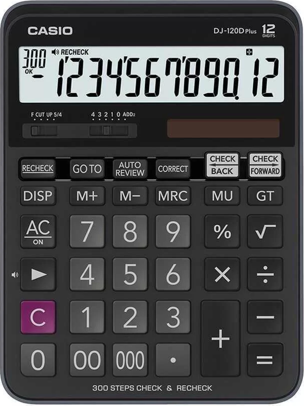 Casio DJ120D Hesap Makinesi 12 Hane Pilli ve Güneş Enerjili - Image 1