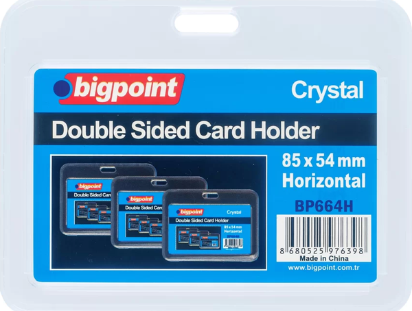 Bigpoint Çift Taraflı Kart Kabı Kristal Yatay Şeffaf 85x54mm - Image 1