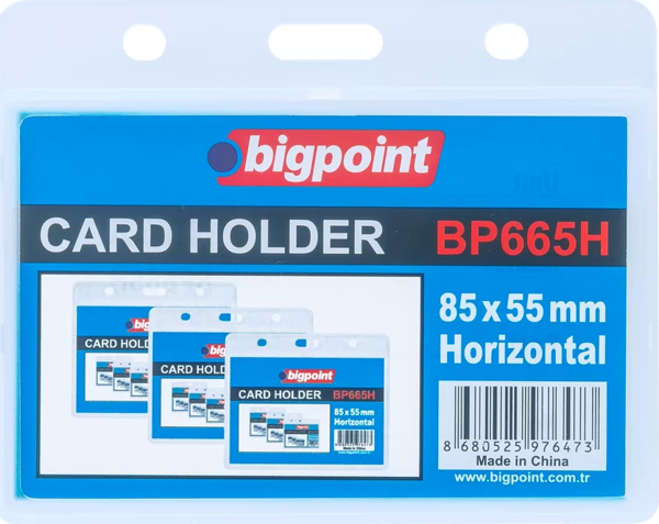 Bigpoint Çift Taraflı PP Kart Kabı Yatay Şeffaf 85x55mm - Image 1
