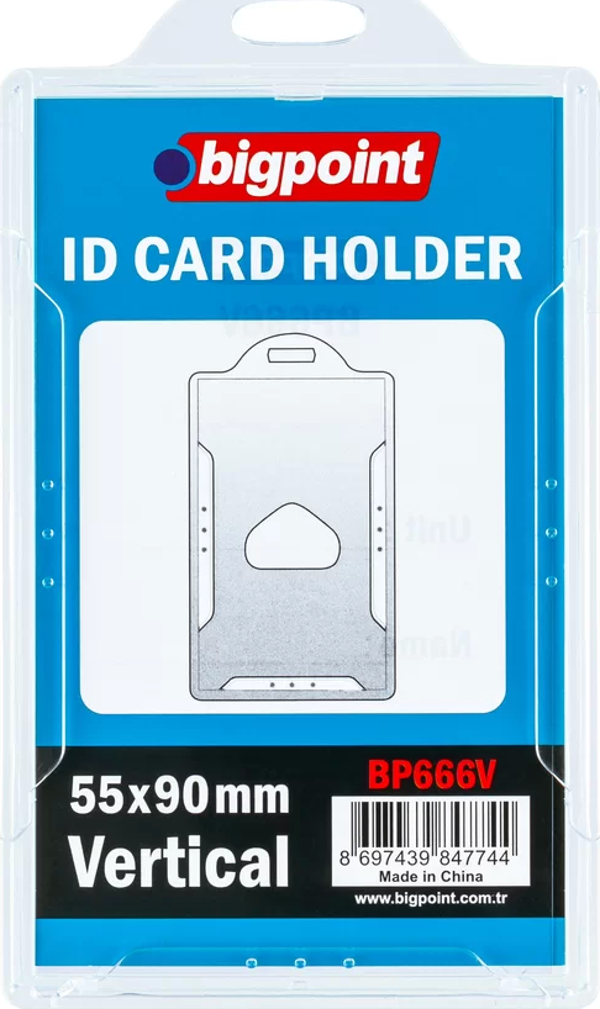 Bigpoint Kart Kabı Sert Dikey Şeffaf 55x90mm - Image 1