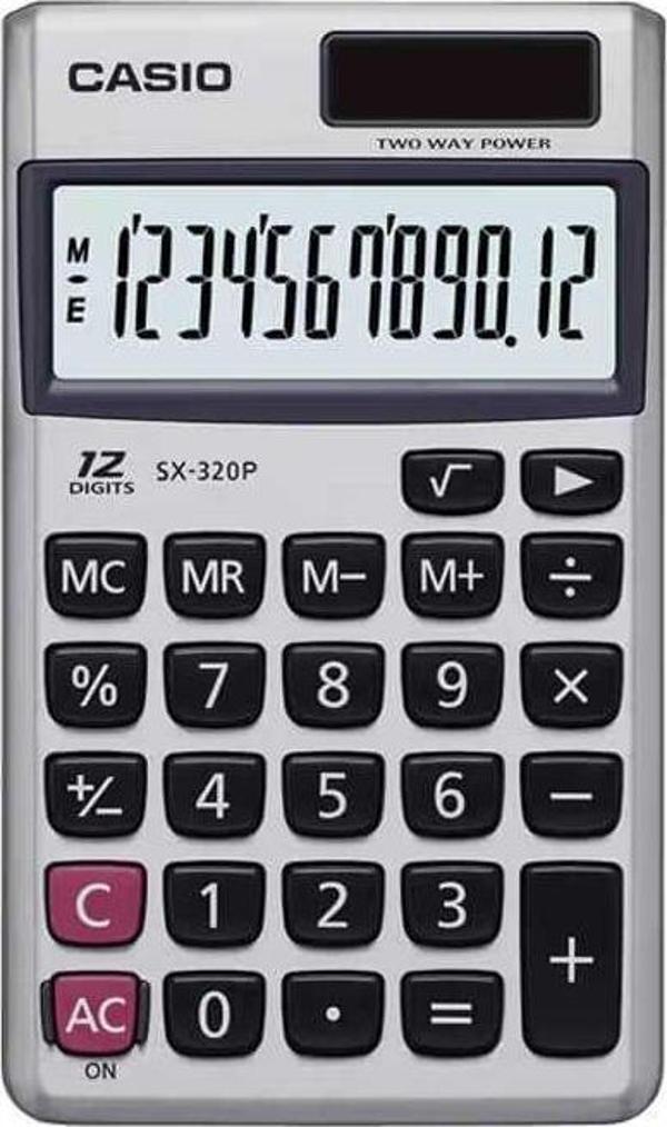Casio Hesap Makinesi Cep Tipi 12 Haneli Güneş Enerjili SX320P - Image 1