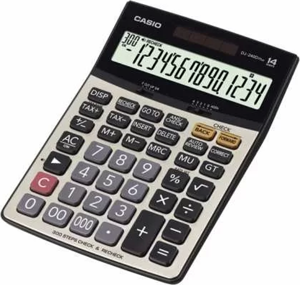 Casio DJ-240D PLUS İşlem Kontrollü Vergi ve Döviz Fonsiyonlu Hesap Makinesi (14 Hane) - Image 1