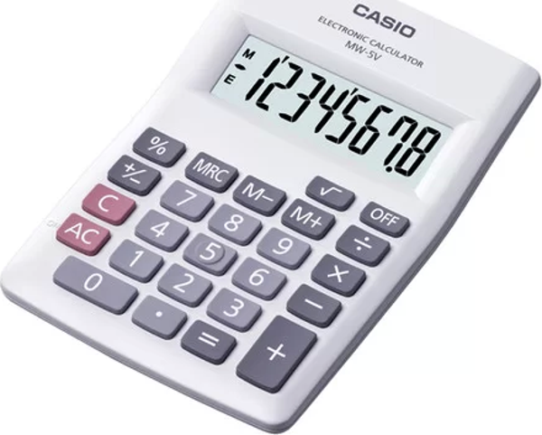 Casio MW-5V-WE Beyaz Renkli Mini Masaüstü Hesap Makinesi (8 Haneli) - Image 1