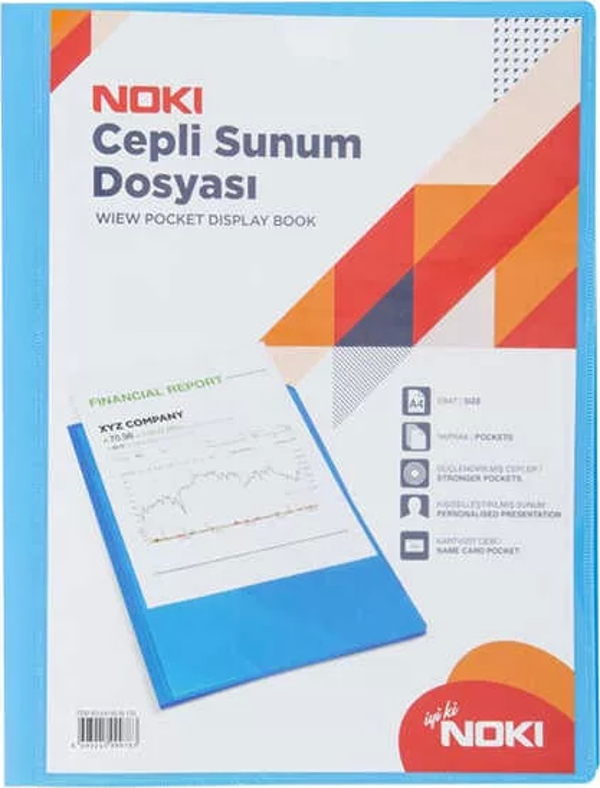 Noki Sunum Dosyası Cepli 30 Yapraklı A4 Mavi - Image 1