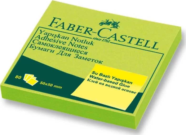 Faber Castell Yapışkan Notluk 50x50 mm Fosforlu Yeşil - Image 1