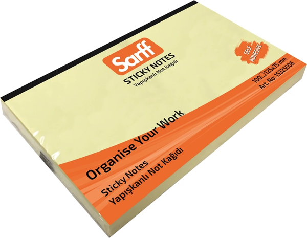 SARFF 125X75MM SARI YAPIŞKANLI NOT KAĞIDI - 100YP - Image 1