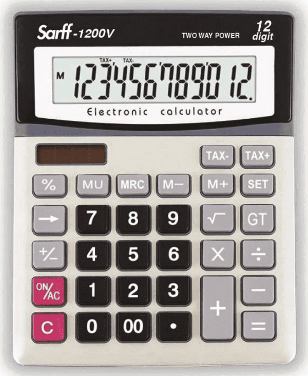 Sarff 1200V Pilli-Güneş Enerjili Hesap Makinesi 12 Haneli - Image 1