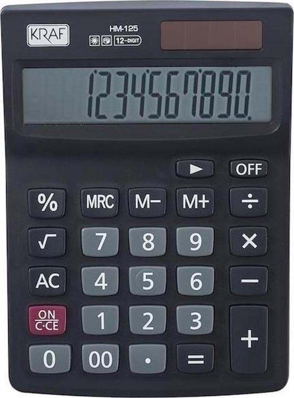 Kraf Hesap Makinesi Metal Gövde TAX Fonksiyonlu HM125 (12 Hane) - Image 1