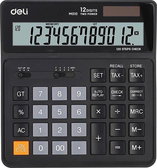 Deli Hesap Makinesi Smart 12 Hane Siyah M01020 - Image 1
