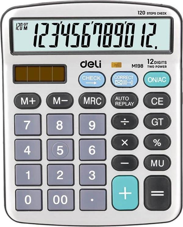 Deli Hesap Makinesi Core 12 Hane Metalik Gümüş EM19810 - Image 1