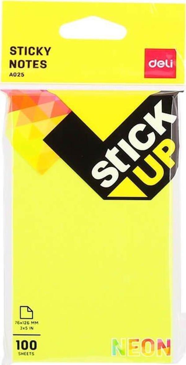 Deli Sticky Notes Yapışkanlı Not Kağıdı 76x126 mm Ultra Neon A02502 - Image 1